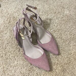 Louise et Cie new Kitten heels ankle strap nude neutral snake print size 6.5